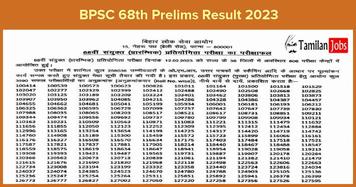 BPSC 68th Prelims Result 2023