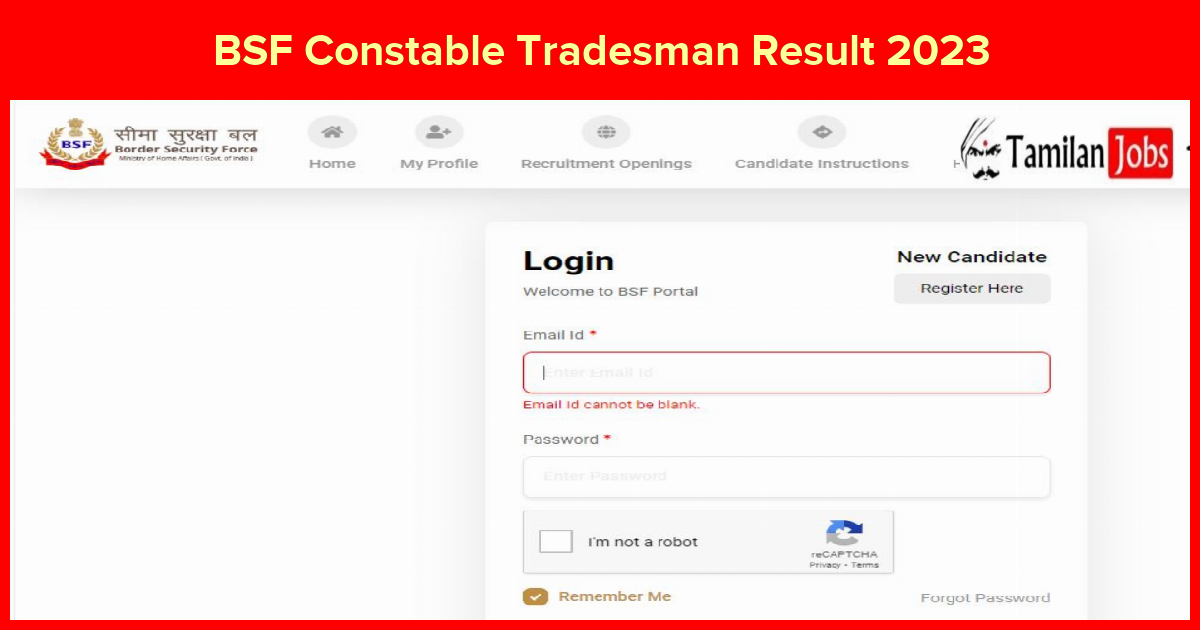 BSF Constable Tradesman Result 2023