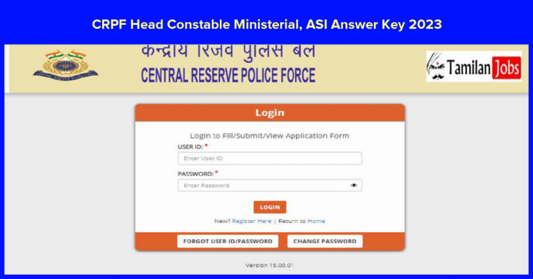 CRPF Head Constable Ministerial, ASI Answer Key 2023