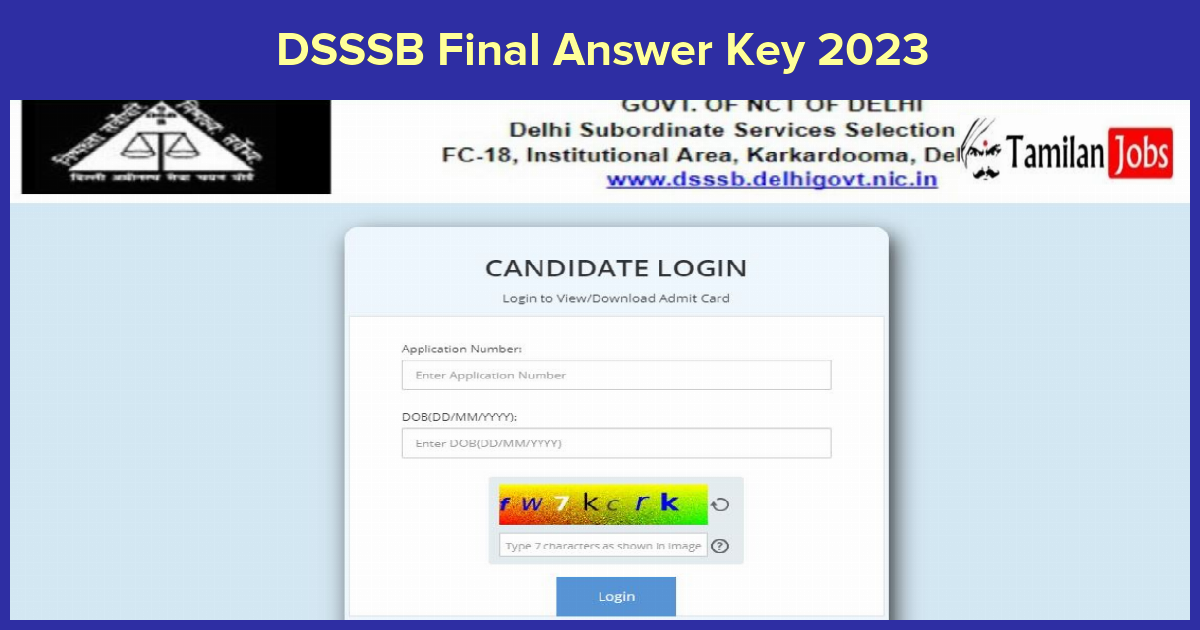 DSSSB Final Answer Key 2023