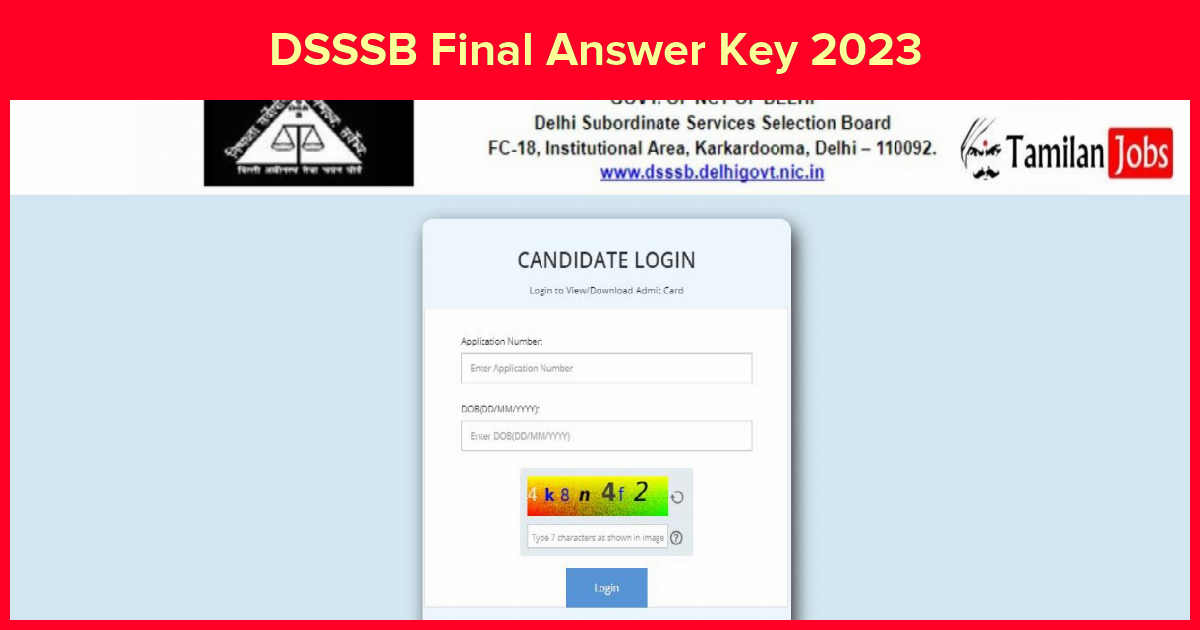 DSSSB Final Answer Key 2023 