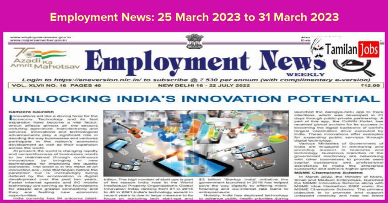 Employment News: 25 March 2023 to 31 March 2023