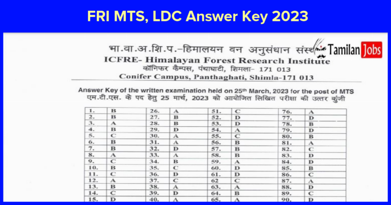 FRI MTS, LDC Answer Key 2023