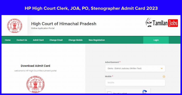 HP High Court Clerk, JOA, PO, Stenographer Admit Card 2023