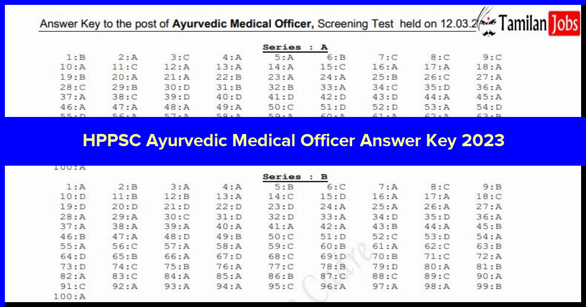 HPPSC Ayurvedic Medical Officer Answer Key 2023