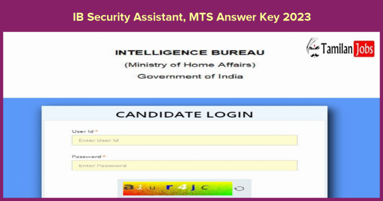 IB Security Assistant, MTS Answer Key 2023