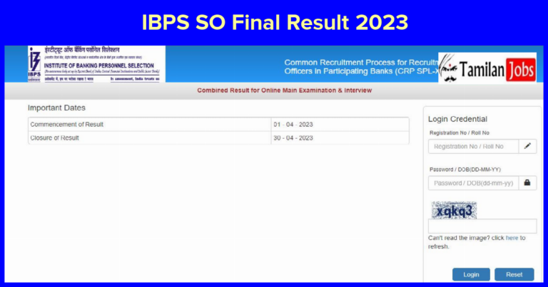 IBPS SO Final Result 2023