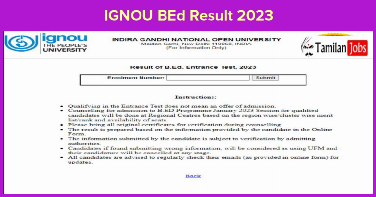 IGNOU BEd Result 2023