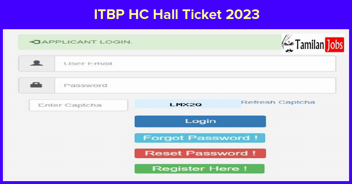 ITBP HC Hall Ticket 2023