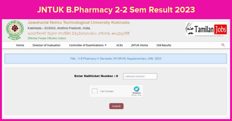 JNTUK B.Pharmacy 2-2 Sem Result 2023