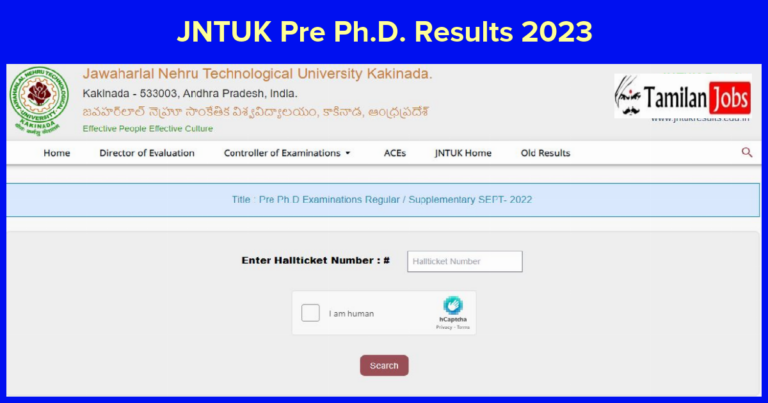 JNTUK Pre Ph.D. Results 2023