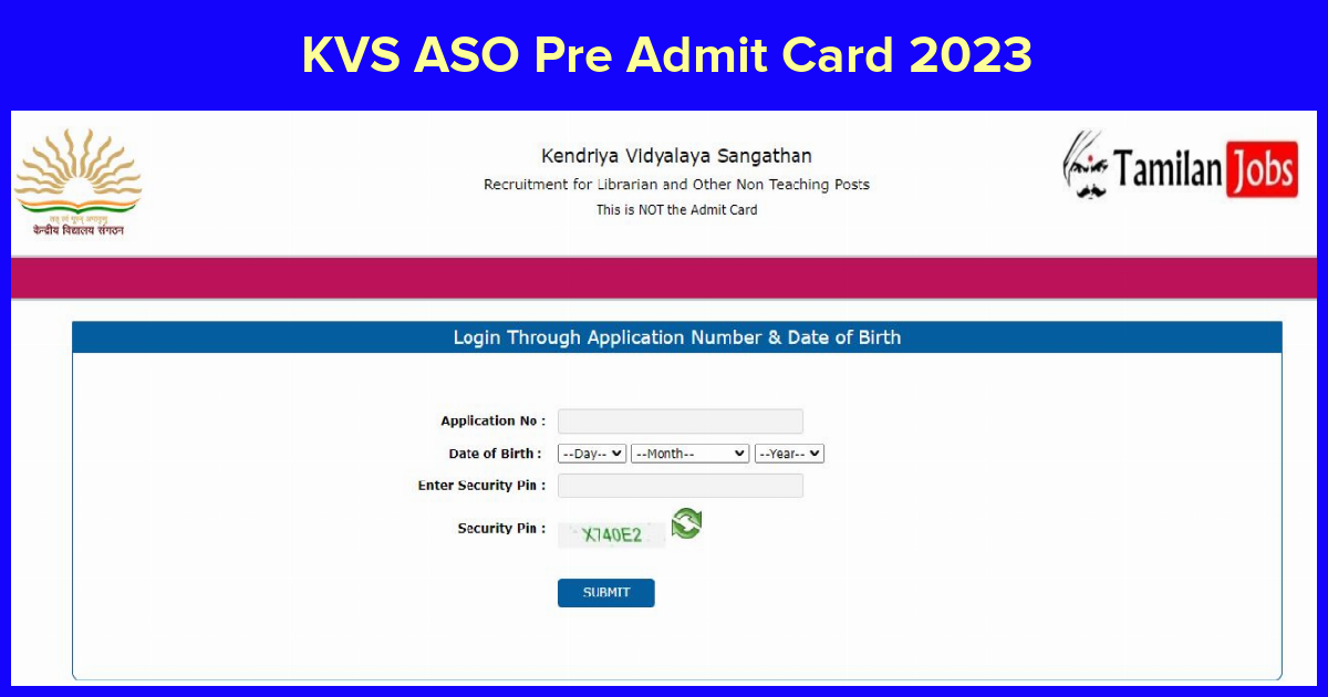 KVS ASO Pre Admit Card 2023