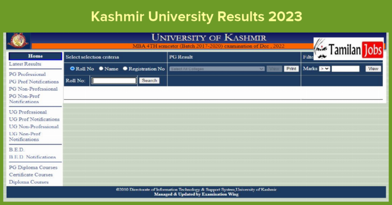Kashmir University Results 2023