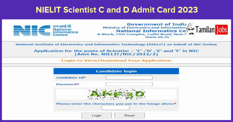 NIELIT Scientist C and D Admit Card 2023
