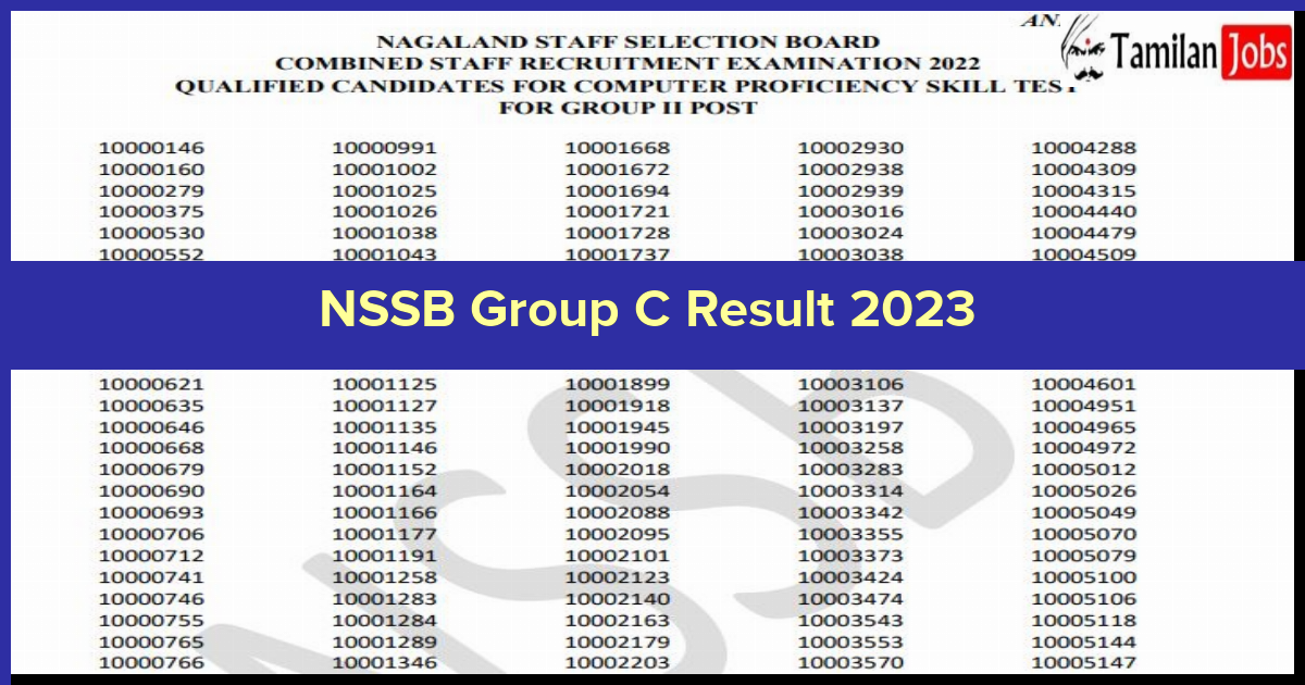 NSSB Group C Result 2023 