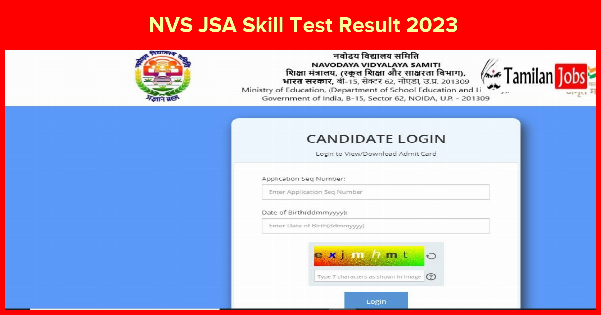  NVS JSA Skill Test Result 2023