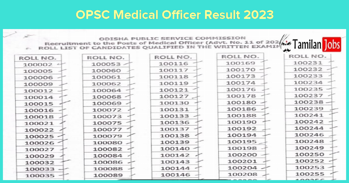 OPSC Medical Officer Result 2023