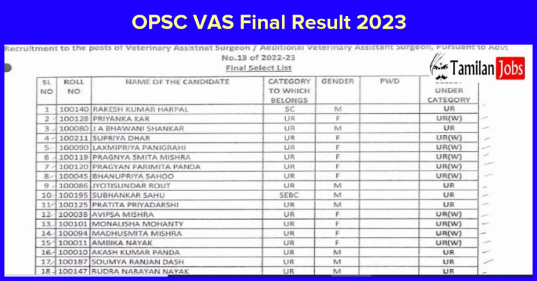 OPSC VAS Final Result 2023