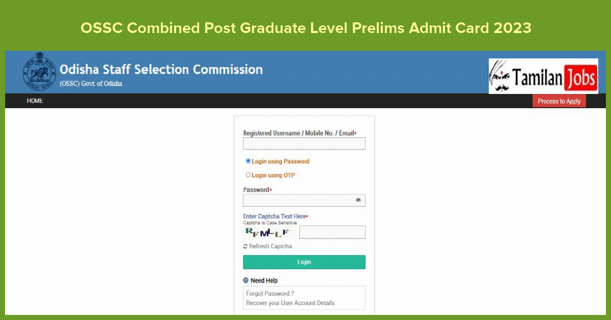 OSSC Combined Post Graduate Level Prelims Admit Card 2023