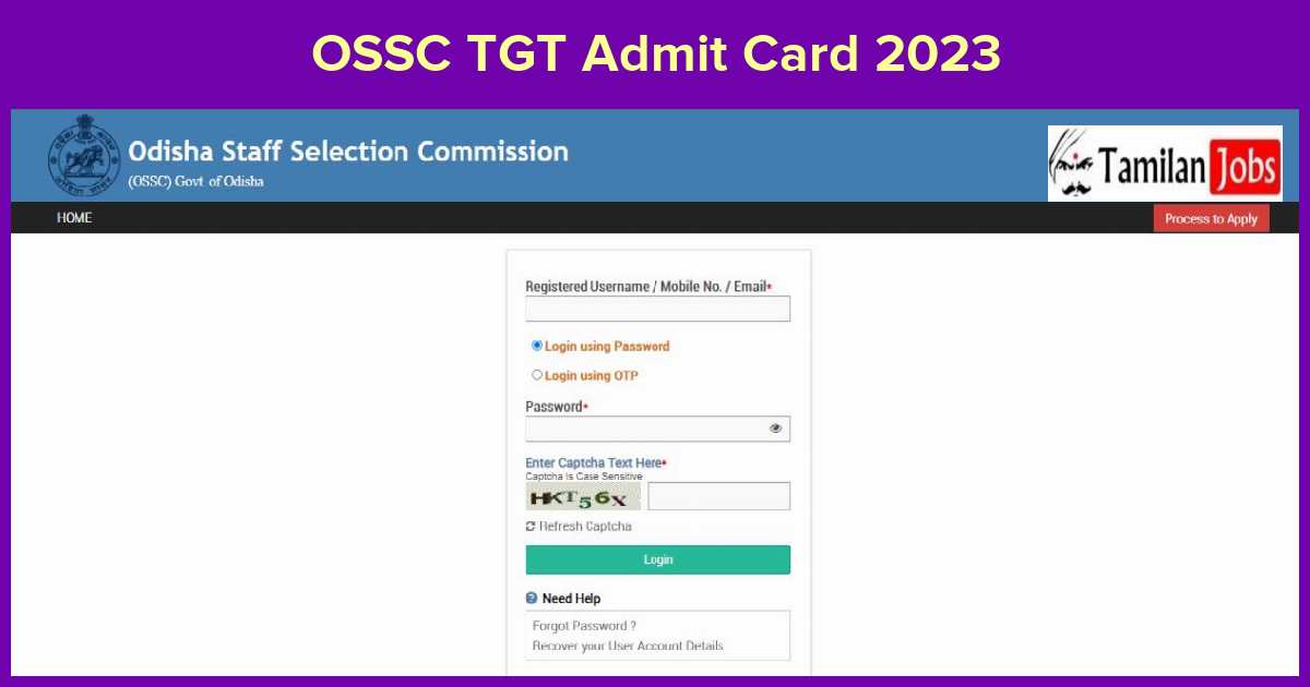 OSSC TGT Admit Card 2023