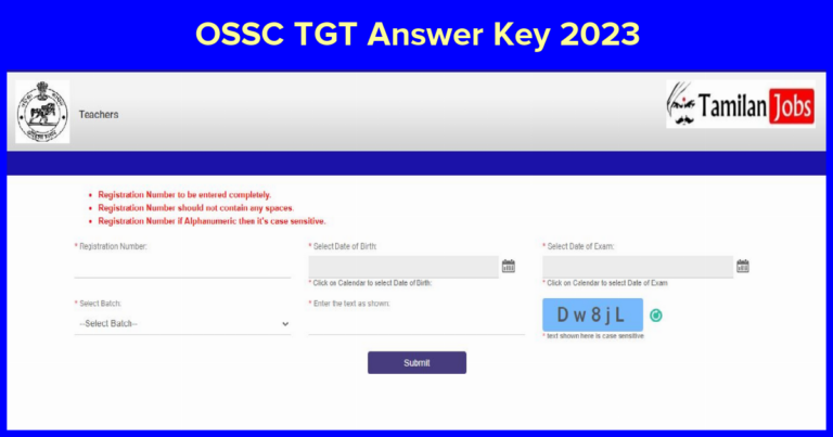 OSSC TGT Answer Key 2023