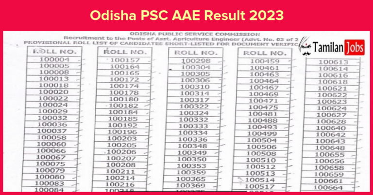 Odisha PSC AAE Result 2023