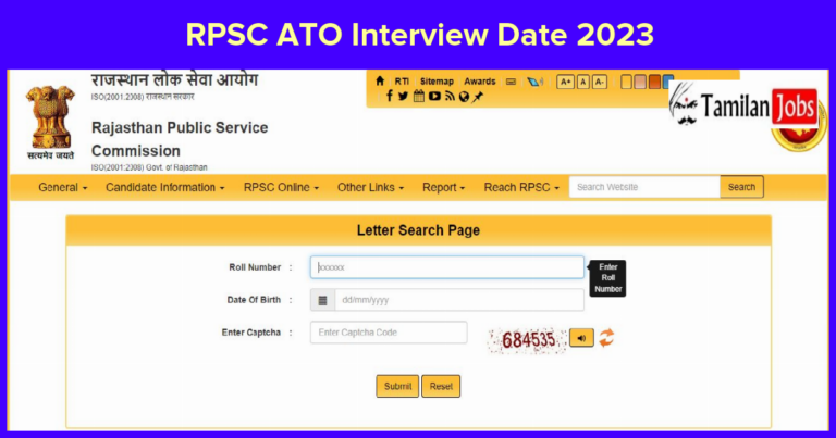 RPSC ATO Interview Date 2023