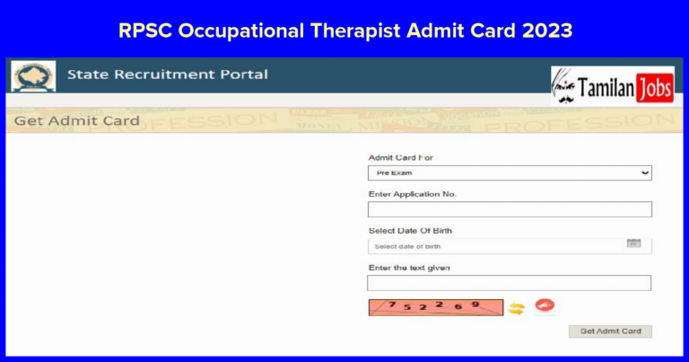 RPSC Occupational Therapist Admit Card 2023