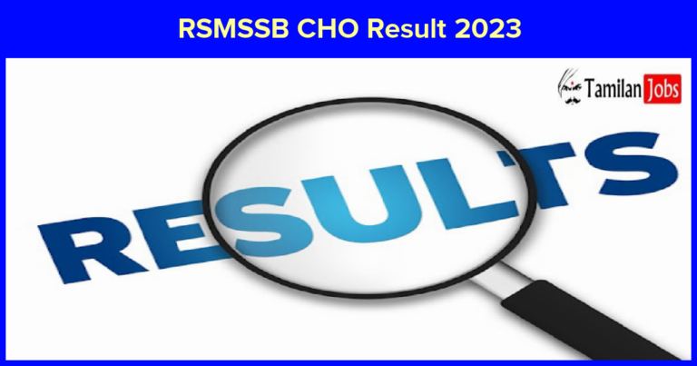 RSMSSB CHO Result 2023