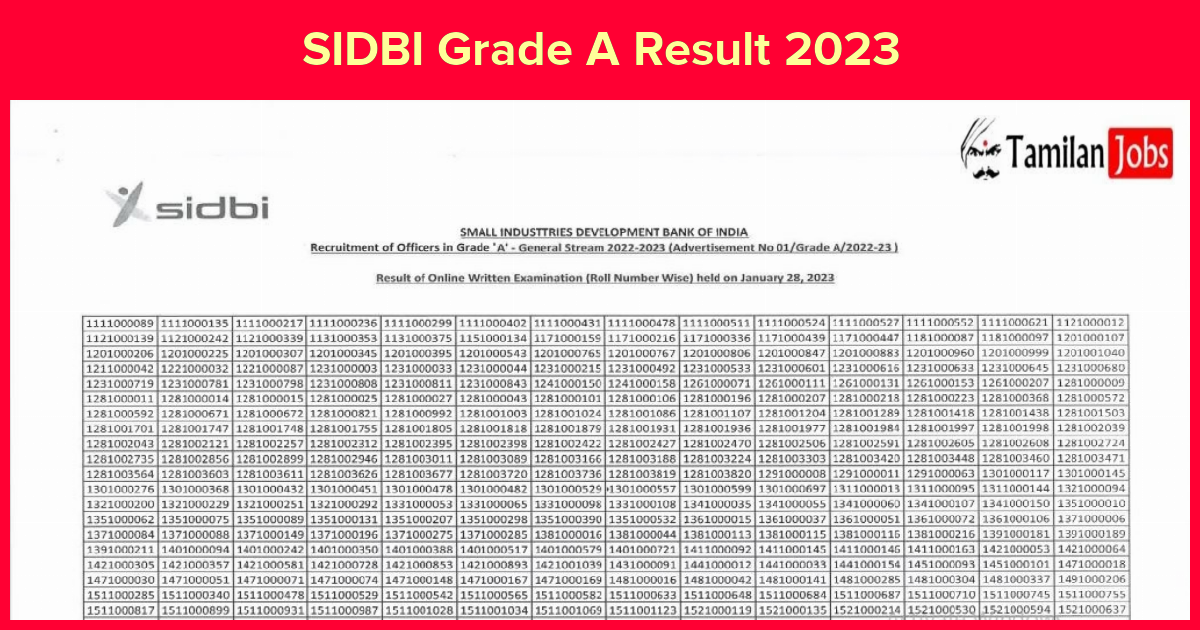 SIDBI Grade A Result 2023