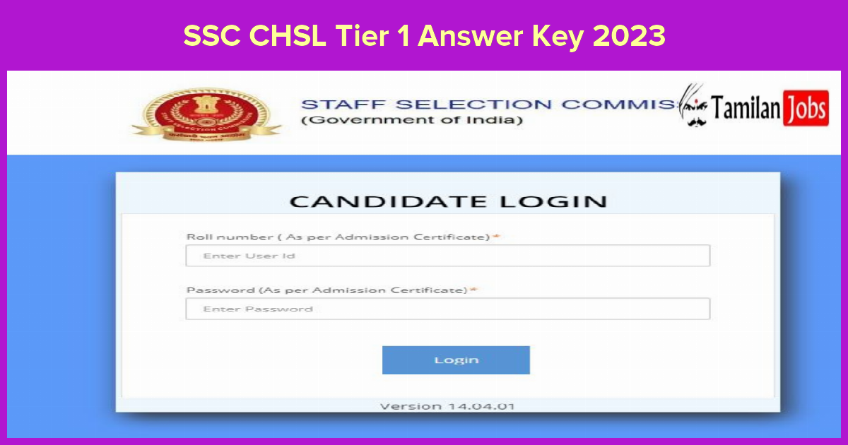 Ssc Chsl Tier 1 Answer Key 2023 