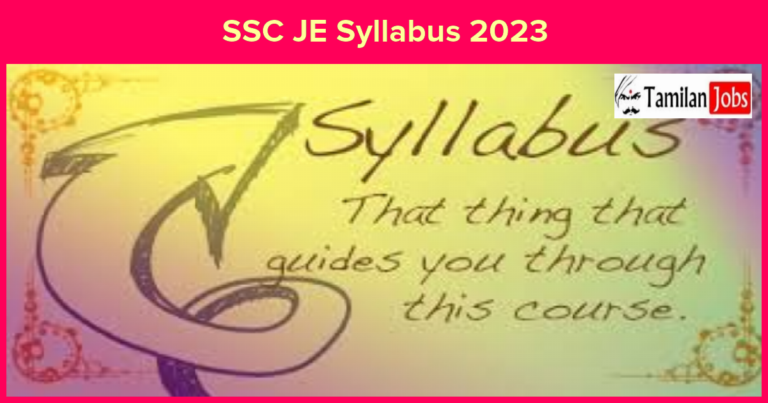 SSC JE Syllabus 2023
