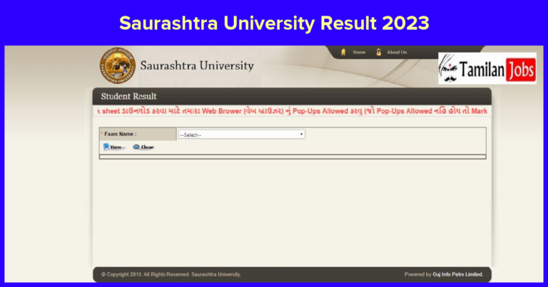 Saurashtra University Result 2023