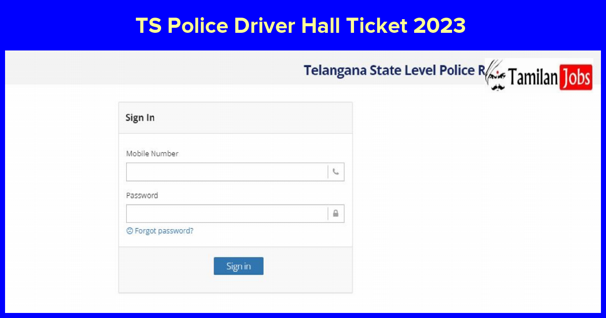 TS Police Driver Hall Ticket 2023 