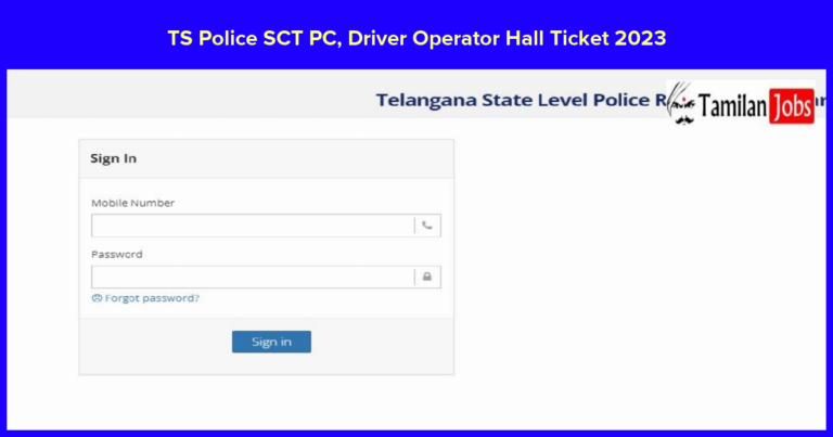 TS Police SCT PC, Driver Operator Hall Ticket 2023