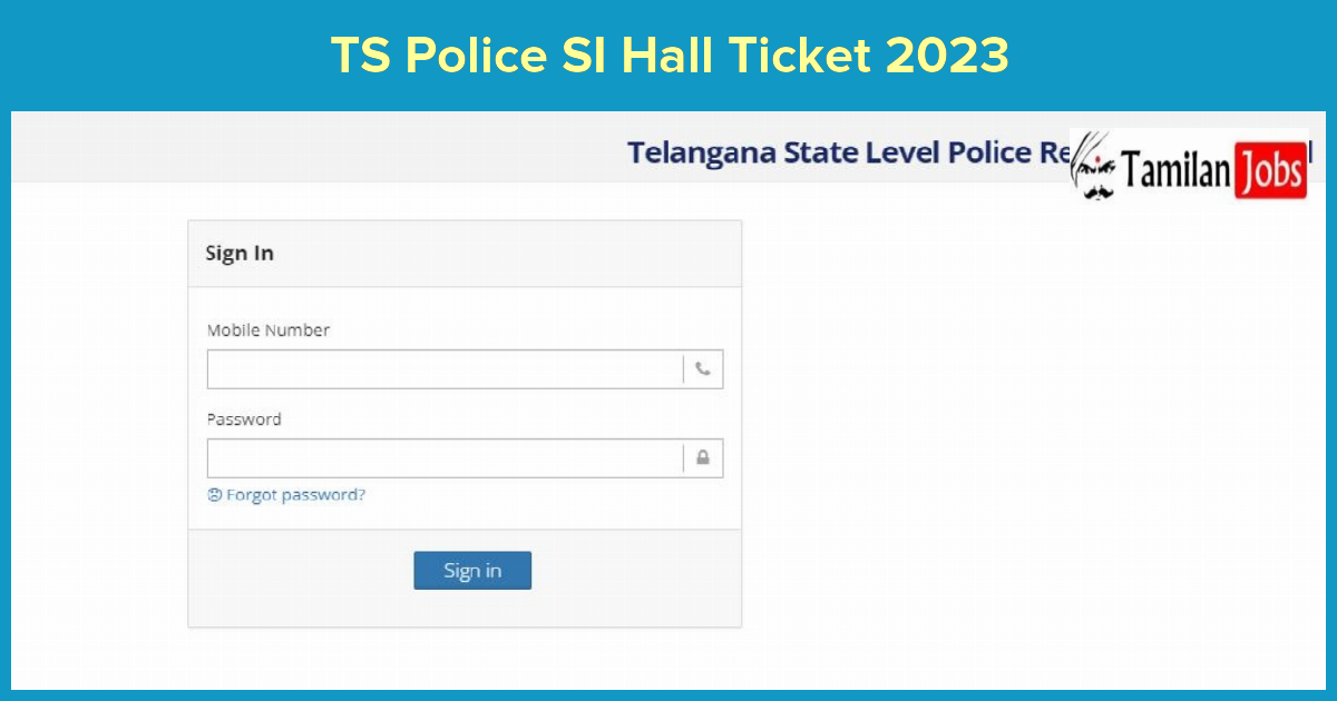 TS Police SI Hall Ticket 2023