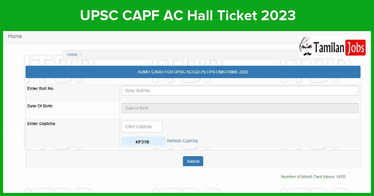 UPSC CAPF AC Hall Ticket 2023