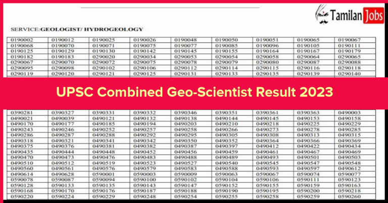 UPSC Combined Geo-Scientist Result 2023