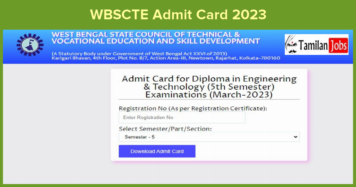 WBSCTE Admit Card 2023