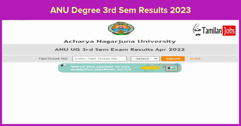 ANU Degree 3rd Sem Results 2023