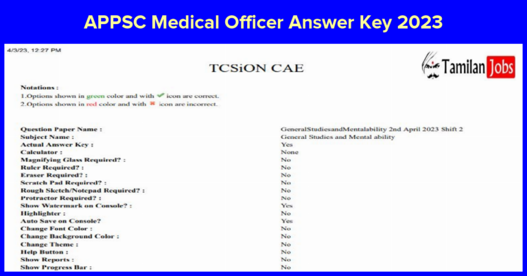 APPSC Medical Officer Answer Key 2023
