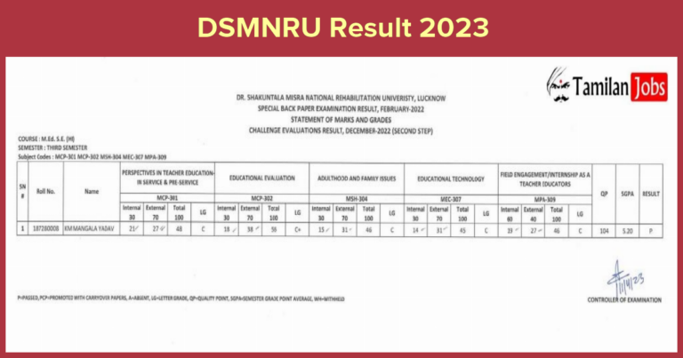 DSMNRU Result 2023