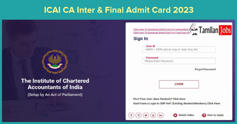 ICAI CA Inter & Final Admit Card 2023