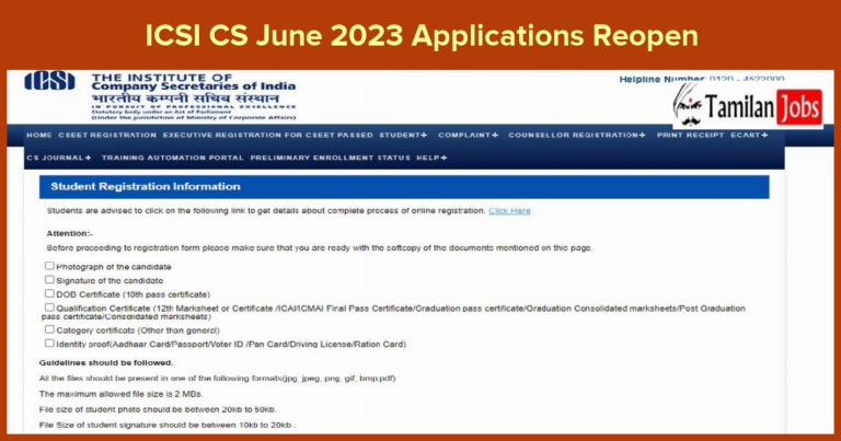 ICSI CS June 2023 Applications Reopen