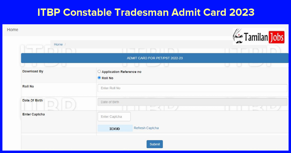 ITBP Constable Tradesman Admit Card 2023