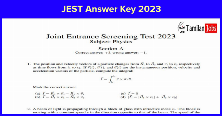 JEST Answer Key 2023