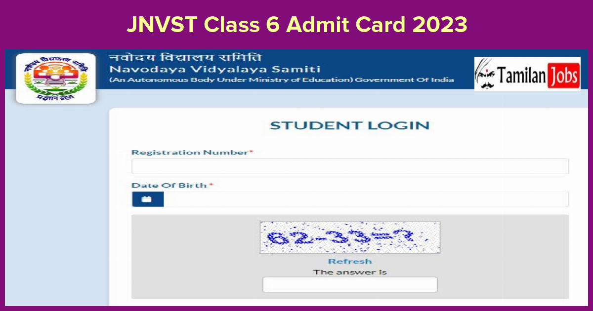 JNVST Class 6 Admit Card 2023