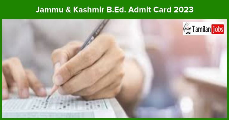 Jammu & Kashmir B.Ed. Hall Ticket