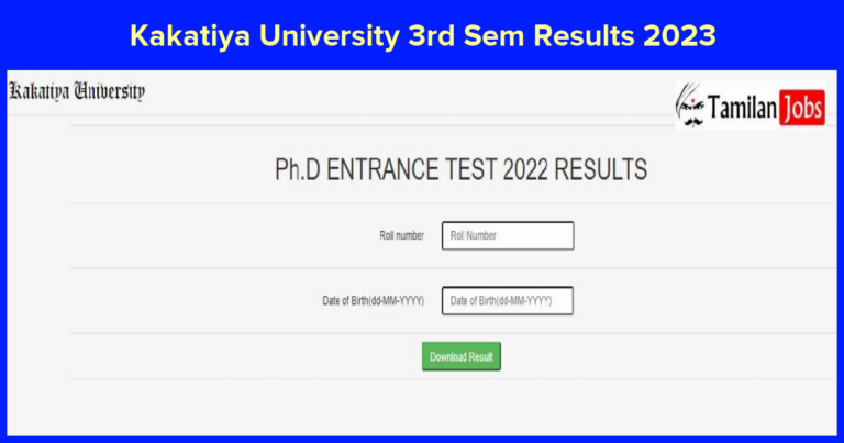 Kakatiya University 3rd Sem Results 2023
