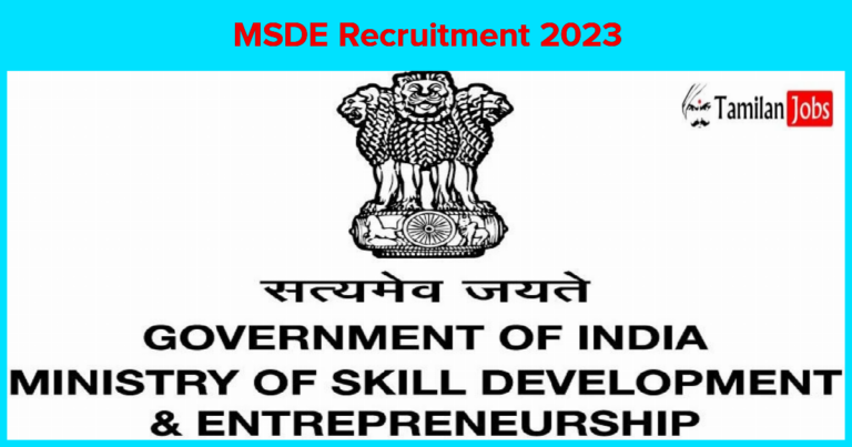 MSDE Recruitment 2023